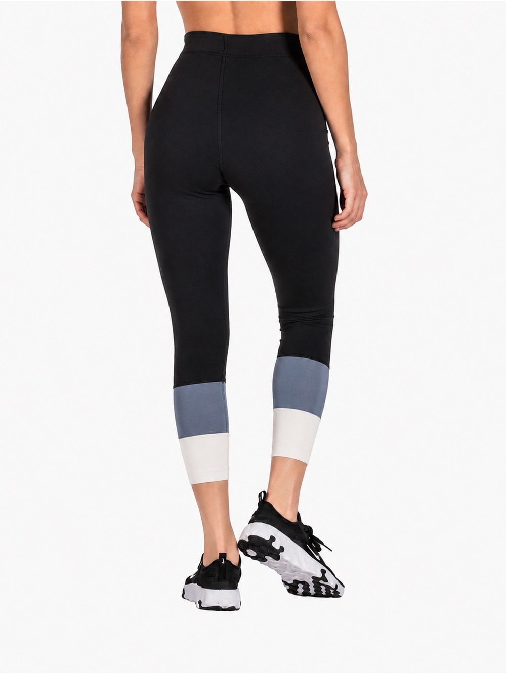 Nike Dri-Fit Black Crop Legging With Blue White Mesh Size Medium